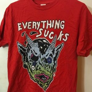 Red Orange Teen Hearts Shirt “Everything Sucks”